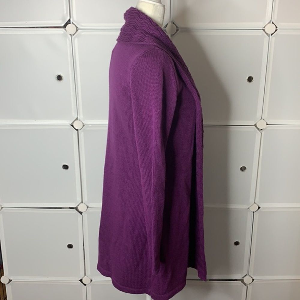 Leo & Nicole Purple Open Front Knit Cardigan Size Small - Picture 6 of 8